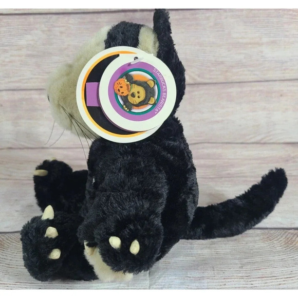 Starbucks 22nd Edition Halloween Bearista Bear Black Cat 10" 2002 FLAW - Picture 2 of 7